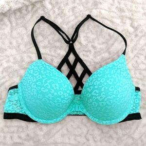 Victoria Secret teal leopard print bra